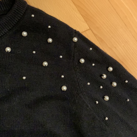 Black Children’s Place Button Up Cropped Knit Cardigan with Fake Pearls -size 14 - Picture 4 of 14